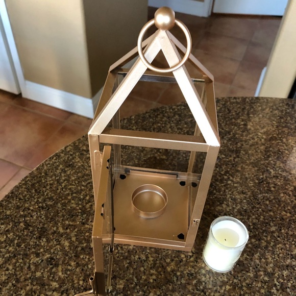 Other - Gold Tea Light Hanging Lantern w/Hinge Lock Door